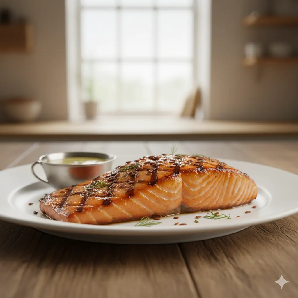 Foods for stress relief omega-3 salmon and flaxseeds to reduce stress