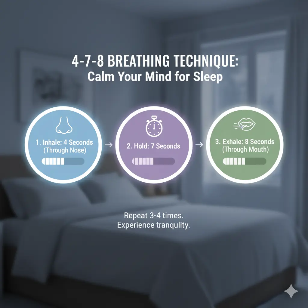 4-7-8 breathing technique to calm racing thoughts at night