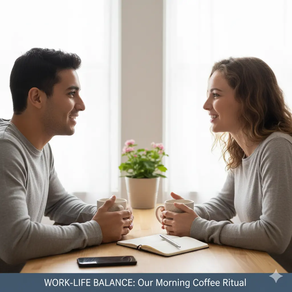 Professional-looking couple reviewing calendar together 