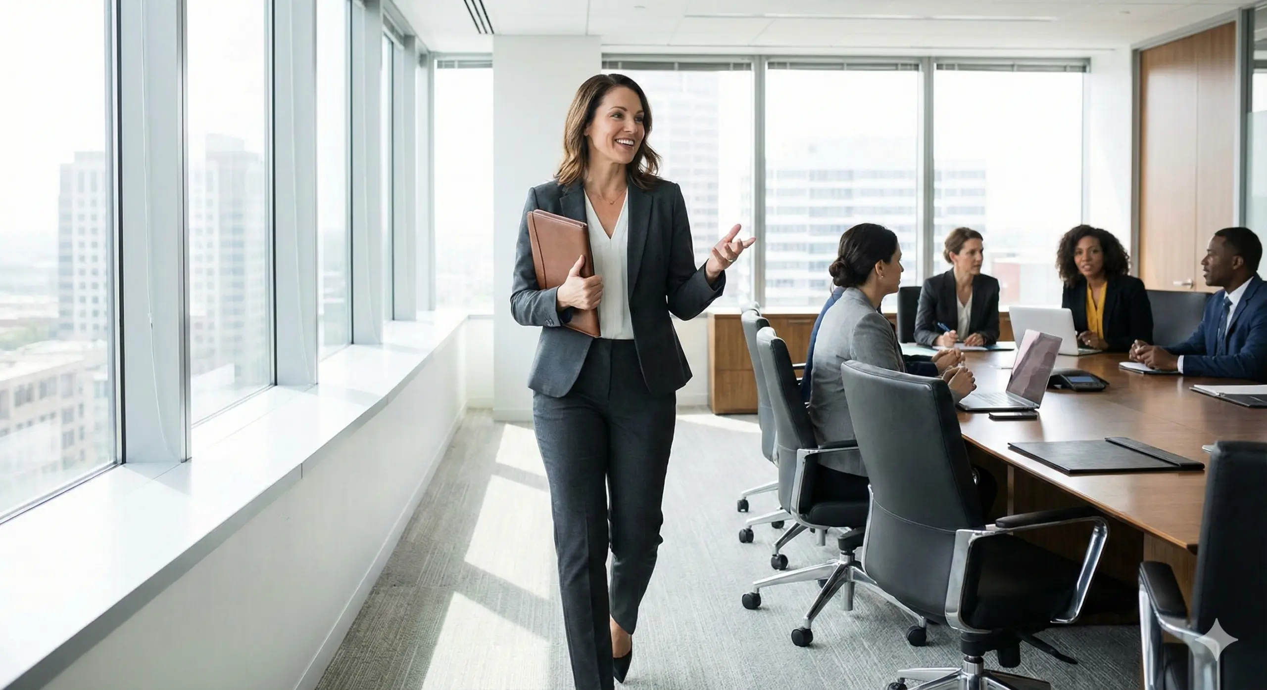 Professional meeting in a modern office.