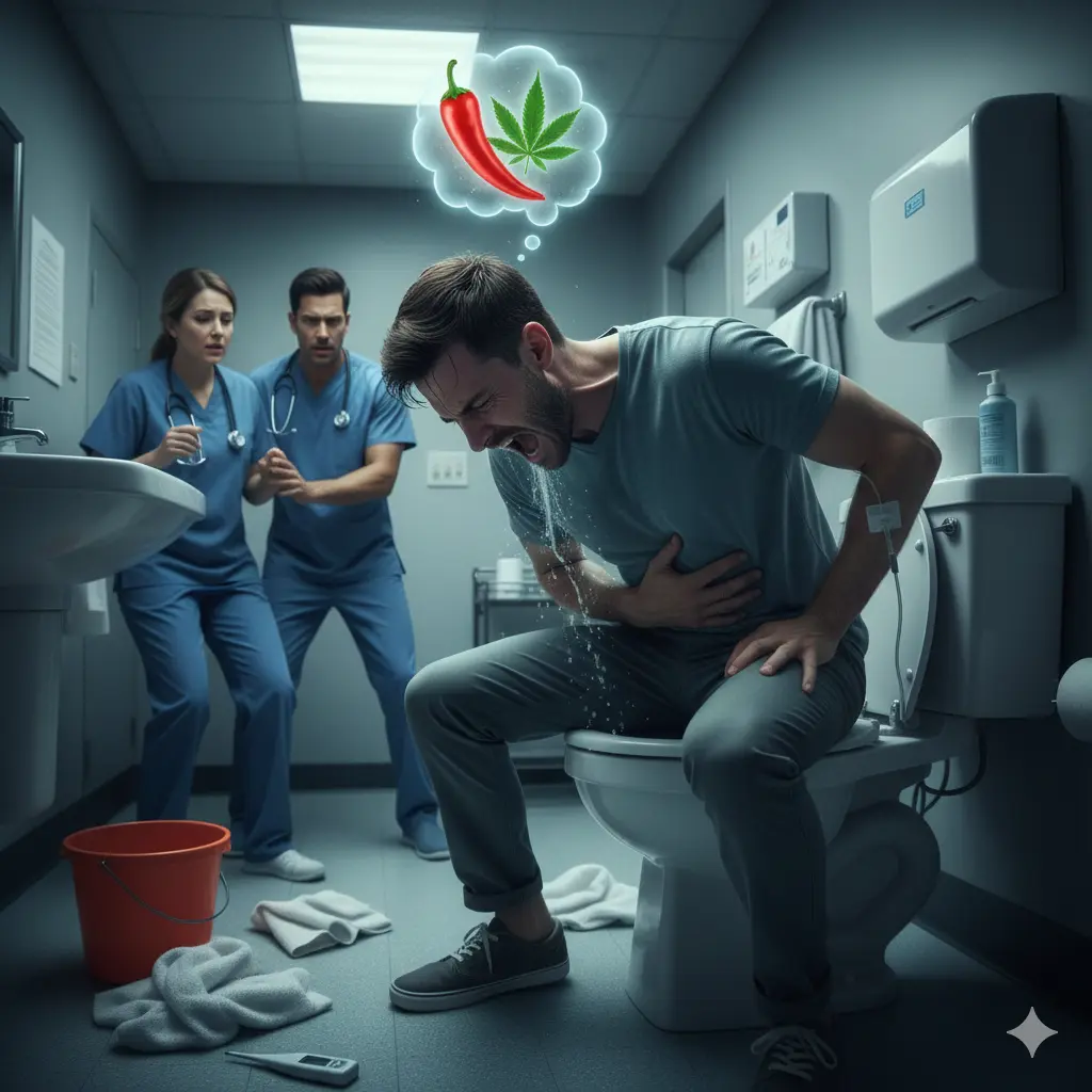 scromiting symptoms during a CHS episode with severe nausea and vomiting