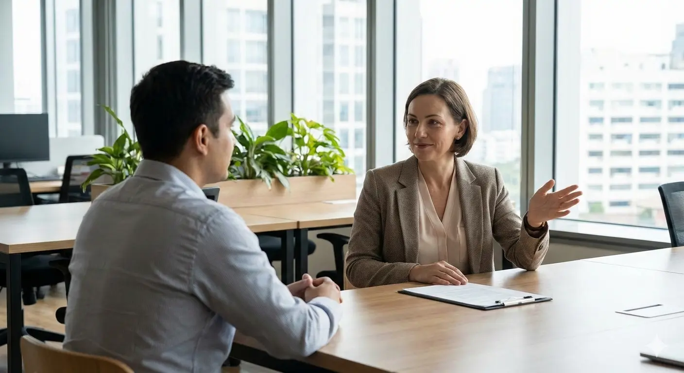 Woman confidently set boundaries at work by saying no to extra projects while maintaining professional relationships