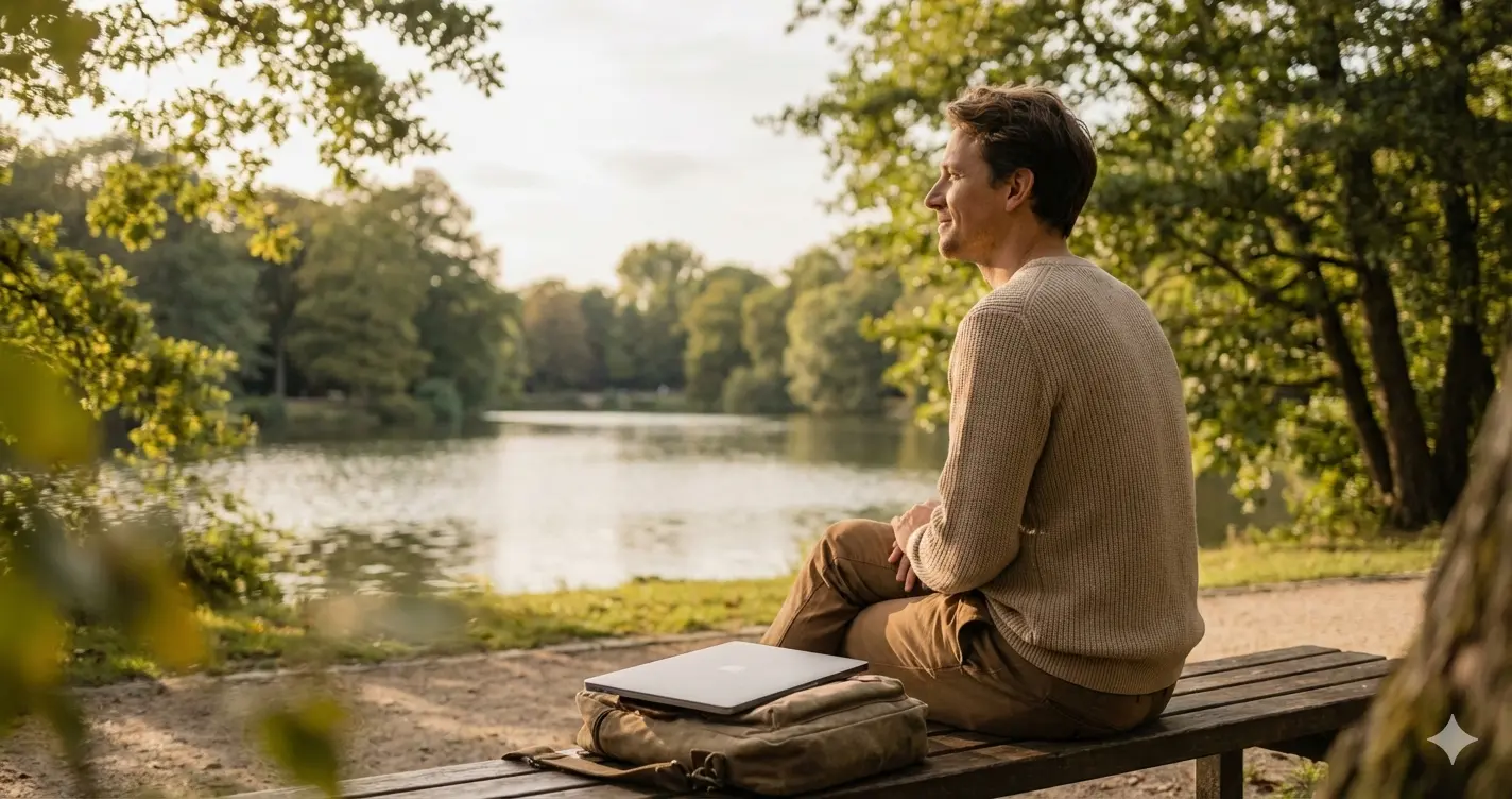 digital wellbeing - person achieving healthy balance with technology use