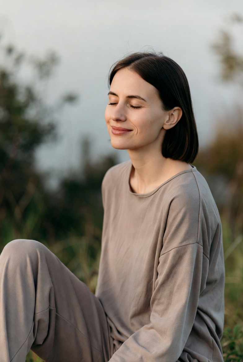 emotional wellbeing - person experiencing emotional balance and inner peace in calm setting