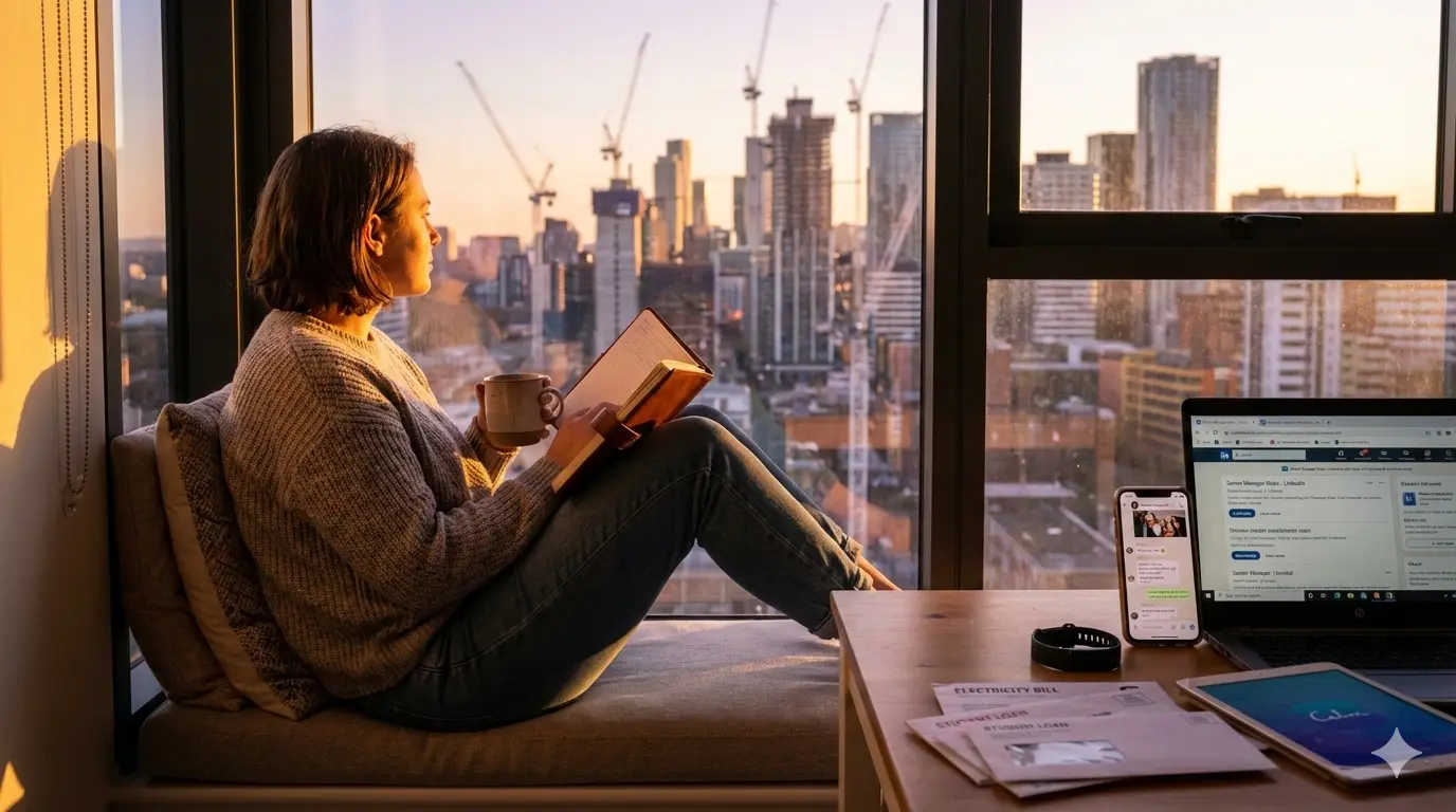 Person reflecting mental health in your 30 mental health challenges showing psychological shifts unique to this decade including career stress and identity questions