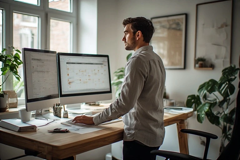 Person working at a modern desk and showing productivity habits of entrepreneurs