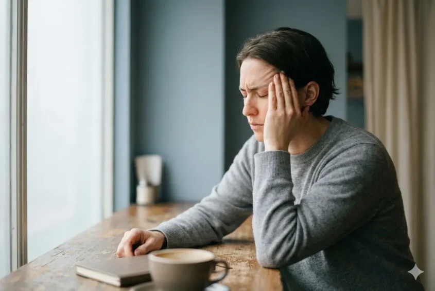 What it means when you rehearse conversations in your head too much - person in contemplative thought showing mental rehearsal and overthinking