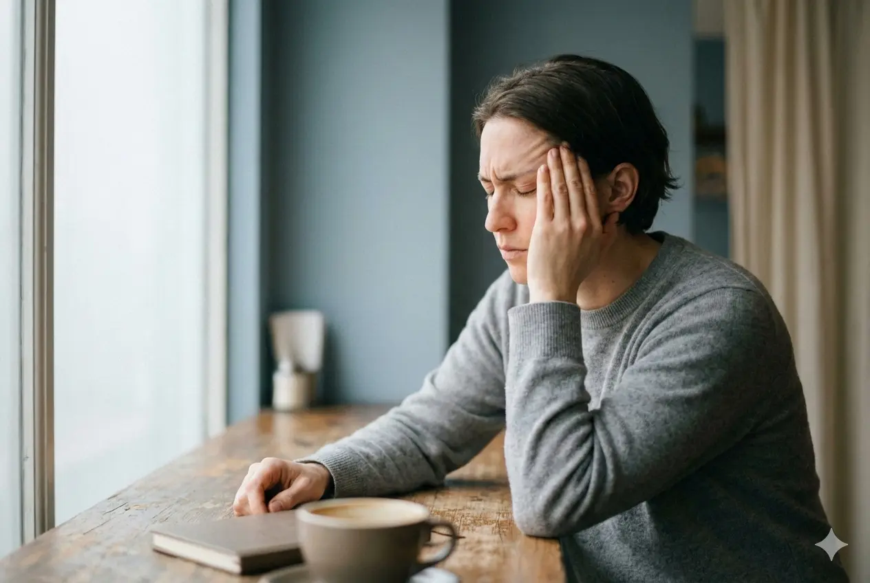 What it means when you rehearse conversations in your head too much - person in contemplative thought showing mental rehearsal and overthinking