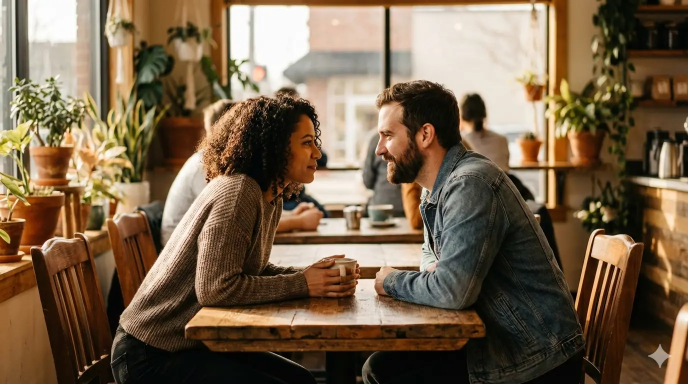 Couple demonstrating relationship psychology through secure attachment body language and emotional connection showing attraction and healthy emotional behavior