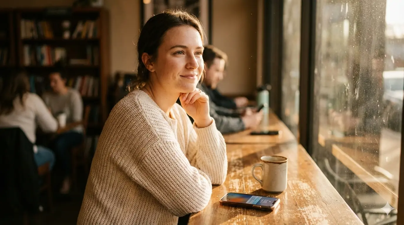 Woman showing psychological signs someone is thinking about you through body language and emotional expression